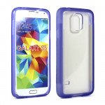 Wholesale Samsung Galaxy S5 SM-G900 Gummy Hybrid Case (Purple Clear)